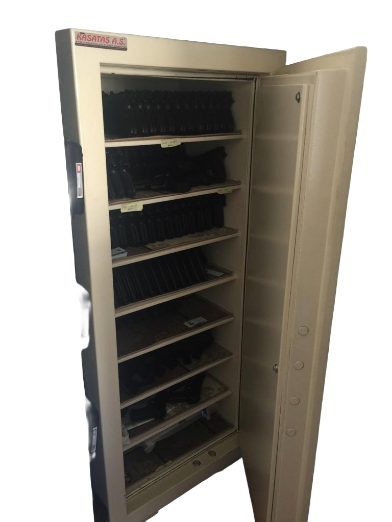 170 TABANCA KAPASİTELİ ADANA ORMAN İŞLETME TİPİ ELEKTRONİK ŞİFRELİ TABANCA KASASI 172*70*67CM 400KĞ ( 1699€ )+KDV