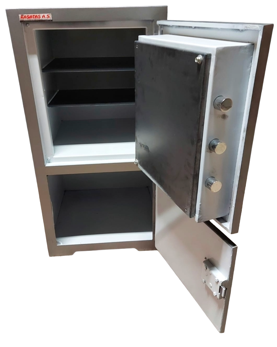 "       008AE EGM ÖZEL OFİS TİPİ ALTI DOLAPLI ÖZEL MAYMUNCUK AÇMAZ ANAHTARLI ORTA ANAHTAR ALTI MATKAP DELMEZ ÇELİKLİ( 7*11CM ) TABLA GİZLİ GÖZLÜ ÇELİK PARA KASASI 102*50*50CM 200KĞ ( 899€ )+KDV