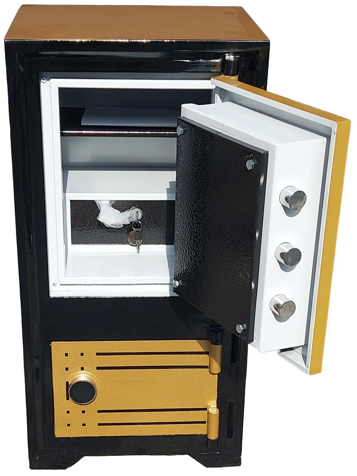 ZZZZZZZ"* 007AE - 85 LİK EV TİPİ ANAHTAR TAŞIMA ZORUNLULUĞU OLMAYAN ALTI DOLAPLI ELEKTRONİK ŞİFRELİ ÖZEL YALDIZ VARAK ALTIN RENK ÇELİK PARA KASASI 85*45*39CM 160KĞ  SADECE ( 599€ )+KDV