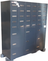 39 GÖZLÜ ASKERİYE ORDUEVİ TİPİ RESEPSİYON EMANET KASASI H150*W150*D50CM 200KĞ ( 3900€ )+KDV